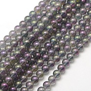 Electroplate Synthetic Quartz Crystal Beads Strands, Round, Purple Plated, 8mm, Hole: 1mm, about 50pcs/strand, 15.5 inch(G-P039-05)