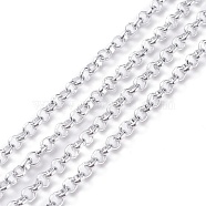 Aluminium Rolo Chains, Belcher Chain, with Spool, Unwelded, Silver, 4x4x1mm(CHA-XCP0001-04)