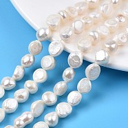 Natural Cultured Freshwater Pearl Beads Strands, Two Sides Polished, Seashell Color, 8~9.5x8~9.5x6.5~7.5mm, Hole: 0.7mm, about 37~38pcs/strand, 13.90 inch~14.09 inch(35.3~35.8cm)(PEAR-N014-08D)