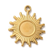 Ion Plating(IP) 304 Stainless Steel Pendants, Sun Charm, Real 18K Gold Plated, 19x16x2mm, Hole: 1.3mm(STAS-C110-07G)