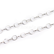 304 Stainless Steel Cable Chains, Soldered, Flat Oval, Stainless Steel Color, 3mm(CHS-L001-95-3mm)