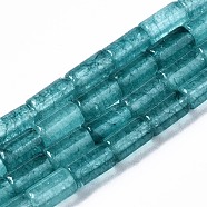 Natural Aquamarine Beads Strands, Dyed, Column, 5~6x3mm, Hole: 0.8mm, about 66pcs/strand, 15.16 inch(38.5cm)(X-G-S366-077)