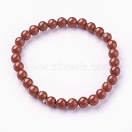 Natural Red Jasper Beads Stretch Bracelets, Round, 1-7/8 inch~2-1/8 inch(4.9~5.3cm), Beads: 6~7mm(BJEW-F380-01-A02)