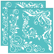 Self-Adhesive Silk Screen Printing Stencil, for Painting on Wood, DIY Decoration T-Shirt Fabric, Turquoise, Flower, 220x220mm(DIY-WH0527-006)