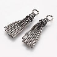 Thai 925 Sterling Silver Pendants, Tassel, Antique Silver, 23.5x4.5mm, Hole: 2.5mm(STER-G014-04A)