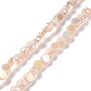 Electroplate Glass Beads Strands, AB Color Plated, Faceted, Flat Round, Bisque, 4.5x2.5~3mm, Hole: 0.8mm, about 145~150pcs/strand, 21.26''(54cm)(GLAA-E036-04C)