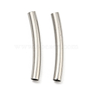 304 Stainless Steel Tube Beads, Curved Tube, Stainless Steel Color, 20x2.5mm, Hole: 2mm(STAS-B047-27E-P)