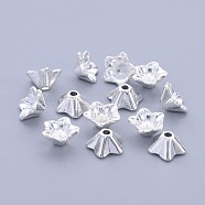 Tibetan Style Alloy Bead Caps, Lead Free and Cadmium Free, Flower, Silver Color Plated, 8.5x5mm, Hole: 1mm(X-K08T9021)