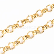 Iron Rolo Chains, Belcher Chain, Unwelded, with Spool, Long-Lasting Plated, Golden, 6x2mm, about 328.08 Feet(100m)/roll(CHT038Y-G)
