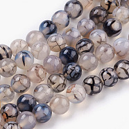 Round Natural Dragon Veins Agate Beads Strands, Dyed, 8mm, Hole: 1.5mm, about 48pcs/strand, 15.1 inch(G-S124-8mm)