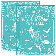 Self-Adhesive Silk Screen Printing Stencil, for Painting on Wood, DIY Decoration T-Shirt Fabric, Turquoise, Witch, 280x220mm(DIY-WH0338-318)