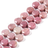 Natural Rhodonite Beads Strands, with Seed Beads, Faceted Hexagonal Cut, Flat Round, 10~11x5~6mm, Hole: 1mm, about 30~31pcs/strand, 14.57~14.96 inch(37~38cm)(G-N342-06)