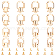 16 Sets 2 Style Alloy D Ring Head Screwback Button, with Screw, Button Studs Rivets for Phone Case DIY, DIY Art Leather Purse Craft, Light Gold, 2.2~2.9x1.2~2cm, 8 sets/style(PURS-FG0001-01)