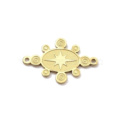 Ion Plating(IP) 304 Stainless Steel Connector Charms, Sun, Real 18K Gold Plated, 12x18.5x1mm, Hole: 1mm(STAS-G347-13G)