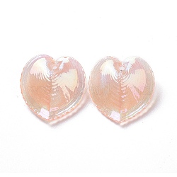 UV Plating Rainbow Iridescent Acrylic Pendants, Glitter, Heart Charm, Light Salmon, 30.5x30x11mm, Hole: 1.8mm(OACR-C003-08E)