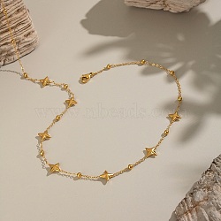 304 Stainless Steel Star Link Chain Necklaces for Women, Ion Plating(IP), Cadmium Free & Nickel Free & Lead Free, Real 18K Gold Plated, 15.28 inch(38.8cm)(NJEW-G181-07G)