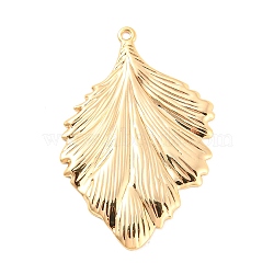 Rack Plating Brass Pendants, Leaf Charm, Real 18K Gold Plated, 37.5x25x2mm, Hole: 1.2mm(KK-M261-18G)