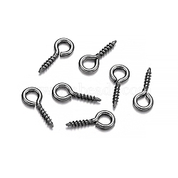 Iron Screw Eye Pin Peg Bails, For Half Drilled Beads, Gunmetal, 8x4mm, 200pcs/bag(CABI-PW0001-244A-B)