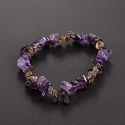 Chips Gemstone Beaded Stretch Bracelets, Amethyst, 50mm(BJEW-JB01824-05)