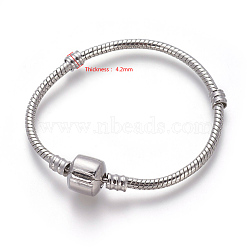 Brass European Style Bracelets Making, with Brass Clasps, Clasp without Logo, Platinum, 14cm(excluding the length of clasp), 3mm(PPJ004Y-14cm-P)