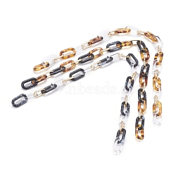 Handmade Acrylic Cable Chain Sets, with Golden Aluminum Linking Ring, Mixed Color, Links: 20x11x3mm and 15x7x2mm, 39.37 inch(1m)/strand, 3 strands/set(AJEW-JB00932)