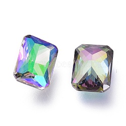 Cubic Zirconia Pointed Back Cabochons, Faceted Rectangle, Ghost Light, 8x6x3mm(ZIRC-H108-05A-001GL)