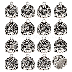 16Pcs Tibetan Style Zinc Alloy Pendant Bails, Tassel Cap Bails, Arch Shape, Antique Silver, 21.5x21mm, Hole: 2.8mm(FIND-CA0011-75B)
