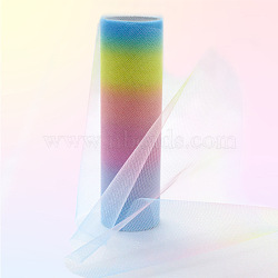 Polyester Deco Mesh Ribbons, Rainbow Gradient Color Tulle Fabric, for DIY Craft Gift Packaging, Home Party Wall Decoration, Colorful, 5-7/8 inch(150mm), about 3.00 Yards(2.74m)/Roll(PW-WG7A161-01)