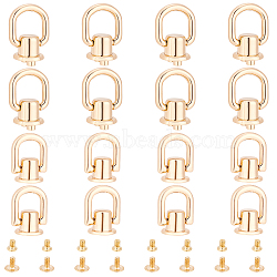 Fingerinspire 16 Sets 2 Style Alloy D Ring Head Screwback Button, with Screw, Button Studs Rivets for Phone Case DIY, DIY Art Leather Purse Craft, Light Gold, 2.2~2.9x1.2~2cm, 8 sets/style(PURS-FG0001-01)