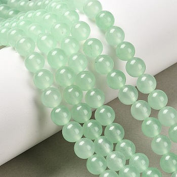 Natural & Dyed Malaysia Jade Bead Strands, Round, Light Green, 8mm, Hole: 1.0mm, about 48pcs/strand, 15 inch