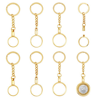 6Pcs 3 Style Zinc Alloy Medallion or Coin Holder Keychain, with Key Ring, Golden, 10~11.1cm, 2pcs/style