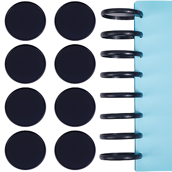 12Pcs Plastic Loose Leaf Ring Round Binder Discs, Mushroom Hole Notebook Binding Ring Expansion Discs for Add Extra Pages, Notes or Artwork, Black, 53x6mm, Inner Diameter: 49mm, 12pcs
