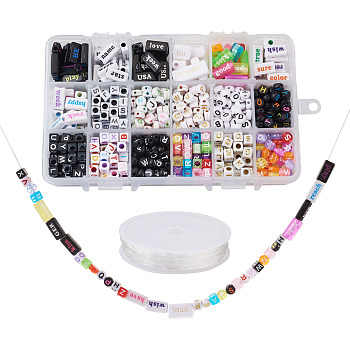DIY Alphabet Themed Stretch Bracelet Making Kits, Including Acrylic Beads, Elastic Crystal Thread, Mixed Color, Acrylic Beads: 955pcs