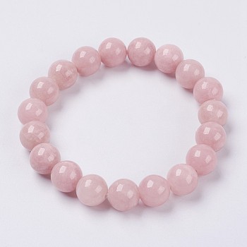 Natural Yellow Jade Beaded Stretch Bracelet, Dyed, Round, Lavender Blush, 2 inch(5cm), Beads: 8mm