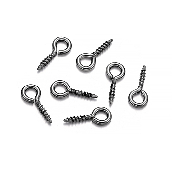 Iron Screw Eye Pin Peg Bails, For Half Drilled Beads, Gunmetal, 8x4mm, 200pcs/bag