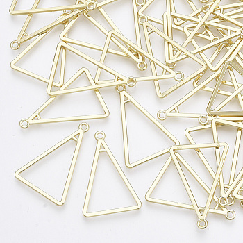 Alloy  2-Loop Link Pendants, Triangle, Light Gold, 31x21x1.5mm, Hole: 1.8mm & 0.9mm