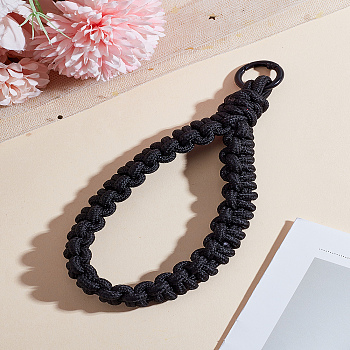 1Pc Nylon & Alloy Mobile Phone Strap, DIY Cell Phone Straps, Black, 180x15mm