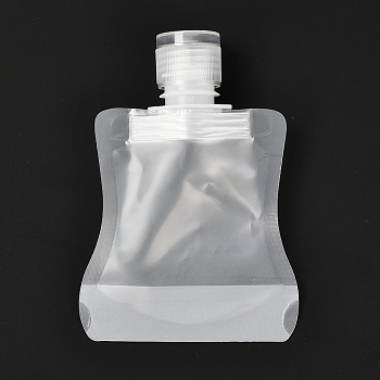 PET Plastic Travel Bags, Matte Style Empty Refillable Bags, Rectangle with Caps, for Cosmetics, Clear, 11.1cm, Capacity: 30ml(1.01 fl. oz)