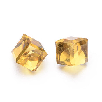 Faceted Cube Glass Cabochons, Yellow, 8x8x8mm