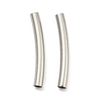 304 Stainless Steel Tube Beads, Curved Tube, Stainless Steel Color, 20x2.5mm, Hole: 2mm
