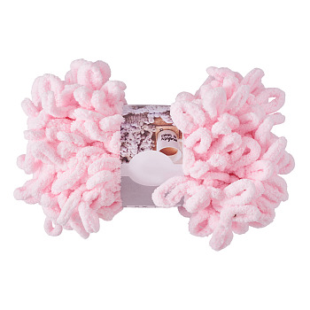 Polyester Bent Knitting Yarn, for DIY Hand Crochet, Pearl Pink, 60~70x8~10mm