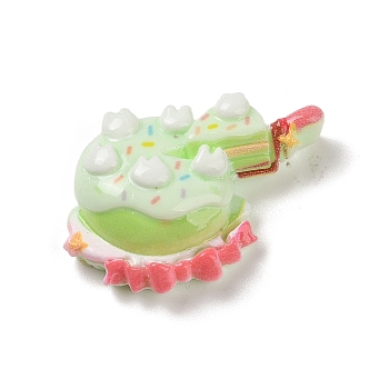 Cake Opaque Resin Decoden Cabochons, Imitation Food, Green Yellow, 25.5x36.5x10.5mm