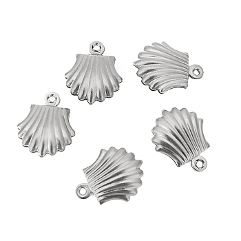Stainless Steel Pendants, Shell Shape Charm, Stainless Steel Color, 13.5x11mm, Hole: 1mm