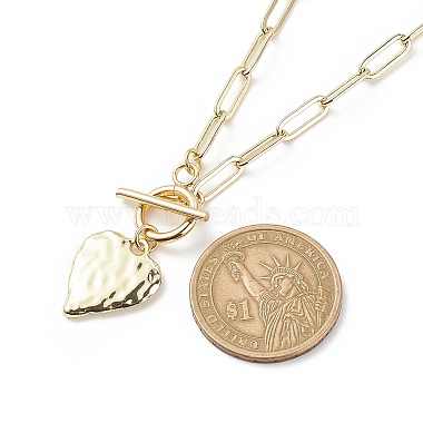 Alloy Heart Pendant Necklace with Brass Paperclip Chains for Woman(NJEW-JN04081)-5