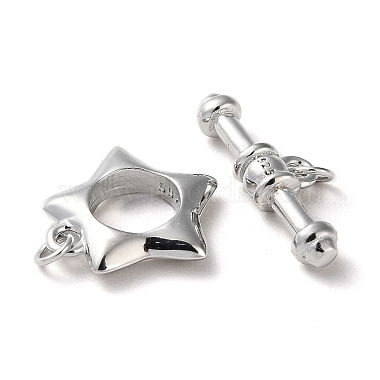 Rhodium Plated 925 Sterling Silver Toggle Clasps(STER-D005-06P)-2