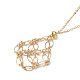 Brass Chains Macrame Pouch Empty Stone Holder for Pendant Necklaces Making(NJEW-JN04475-03)-1