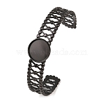 304 Stainless Steel Cuff Bangle Making, Blank Bangle Bases, with Round Trays, Ion Plating(IP), Black, Inner Diameter: 2.52x1.97 inch(6.4x5cm), Tray Size: 16mm(STAS-F366-11A-EB)