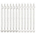12Pcs 2 Styles  Brass Chain Extender, with Lobster Clasp, Silver, 67~72mm, 6pcs/style(KK-CA0003-75)