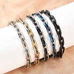 304 Stainless Steel Oval Link Chain Bracelets for Men Women, Manual Polishing, Ion Plating(IP), Mixed Color, 8-1/8 inch(20.5cm)(BJEW-G766-06)