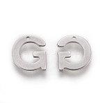 Tarnish Resistant 304 Stainless Steel Charms, Letter, Letter.G, 11x10x0.7mm, Hole: 1mm(STAS-F175-02P-G)